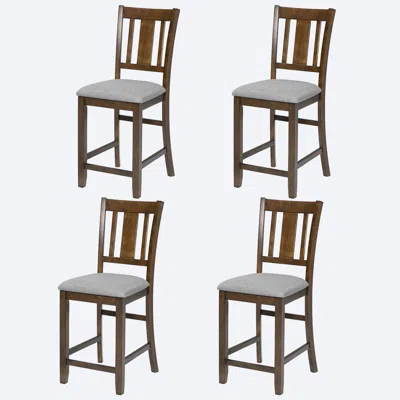 Streamdale Furniture Streamdale Walnut Counter Height Kitchen Chair Set For 4 With Padded Seats