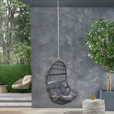 Streamdale Furniture Streamdale All-weather Wicker Hanging Basket Chair With Water-resistant Cushions