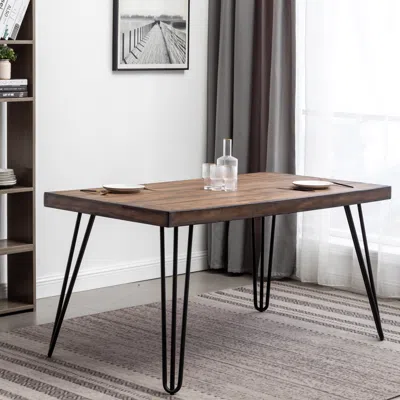 Streamdale Furniture Streamdale Rustic Acacia Wood Outdoor Coffee Table With Durable Iron Legs