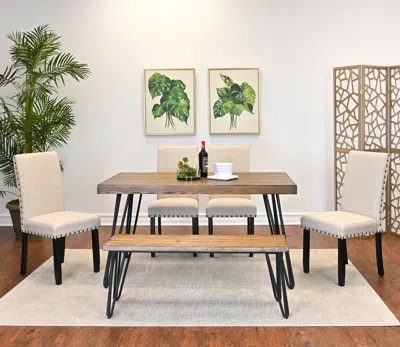 Streamdale Furniture Streamdale Amisos 6-piece Dining Set Hairpin Table