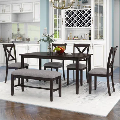 Streamdale Furniture Streamdale 6-piece Kitchen Dining Table Set Wooden Rectangular Dining Table