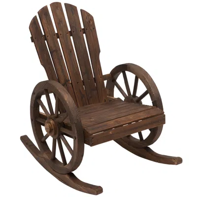Streamdale Furniture Streamdale Classic Adirondack Rocking Chair With Wagon Wheels For Indoor & Outdoor Comfort