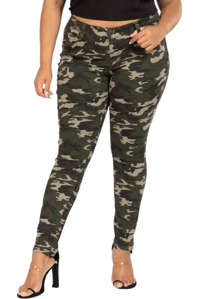Surelymine Skinny Jeans - Plus In Green Camo In Green