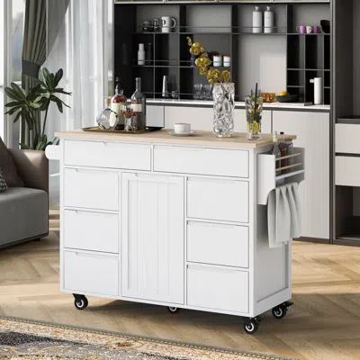 Streamdale Furniture Streamdale Rubber Wood Countertop Kitchen Cart With 8 Drawers
