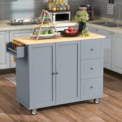 Streamdale Furniture Streamdale Rolling Mobile Kitchen Island With Solid Wood Top & Locking Wheels