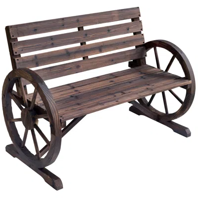 Streamdale Furniture Streamdale Rustic Wagon Wheel Outdoor Bench Comfort