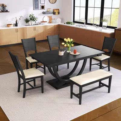Streamdale Furniture Streamdale 6-piece Modern Dining Set With Long Bench