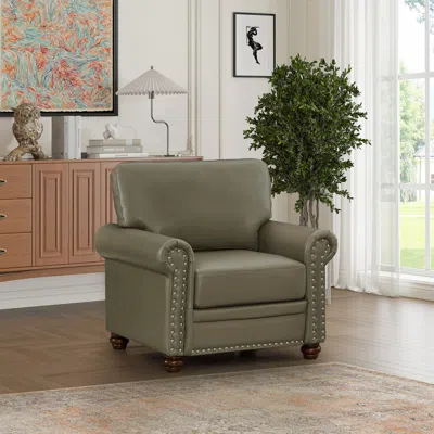 Streamdale Furniture Streamdale Living Room Sofa Single Seat Chair With Wood Leg Faux Leather