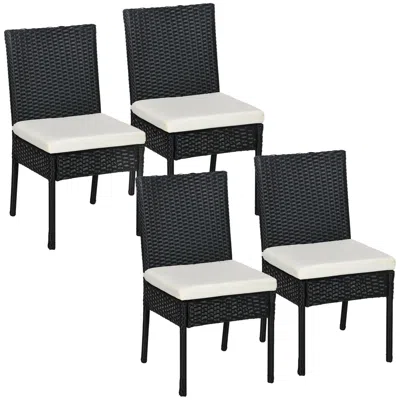 Streamdale Furniture Streamdale 4 Pe Rattan Outdoor Dining Chairs With Cushions