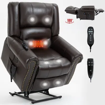 Streamdale Furniture Streamdale Heavy Duty Leather Recliner With Heat & Massage