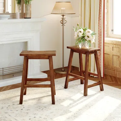 Streamdale Furniture Streamdale Farmhouse Rustic 2-piece Counter Height Wood Kitchen Dining Stools