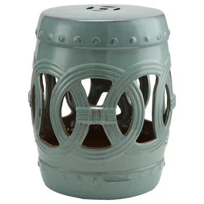 Streamdale Furniture Streamdale 14" X 17" Ceramic Garden Stool With Double-coin Knotted Ring Design & Strong Glazed Mater