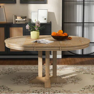 Streamdale Furniture Streamdale Farmhouse Dining Table Extendable Round Table For Kitchen