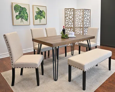 Streamdale Furniture Streamdale Amisos 6-piece Dining Set Hairpin Table