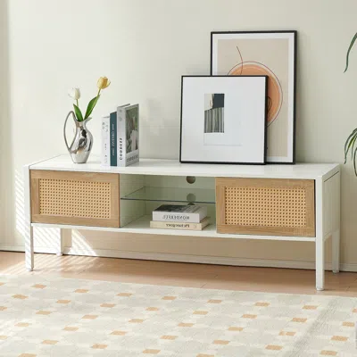 Streamdale Furniture Streamdale Rattan Tv Cabinet With Color Light Strip