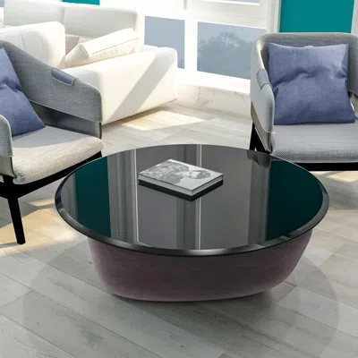 Streamdale Furniture Streamdale 38.6" Inch Round Tempered Glass Table Top Black Glass 2/5" Inch