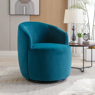 Streamdale Furniture Streamdale Velvet Fabric Swivel Accent Armchair Barrel Chair With Powder