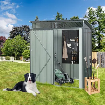 Streamdale Furniture Streamdale 5ft X 3ft Outdoor Metal Storage Shed Transparent Plate Gray