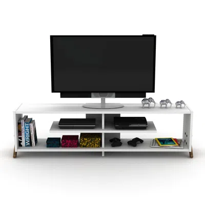 Streamdale Furniture Streamdale Store Mid Century Modern Tv Stand 4 Shelves Open Storage