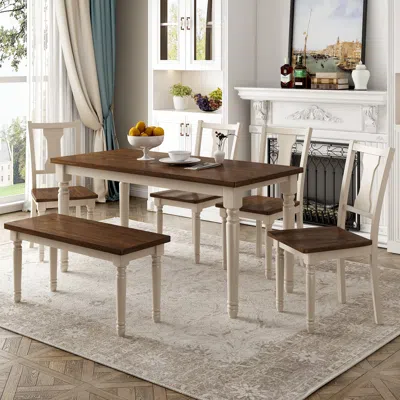 Streamdale Furniture Streamdale Classic 6-piece Dining Set Wooden Table And 4 Chairs With Bench