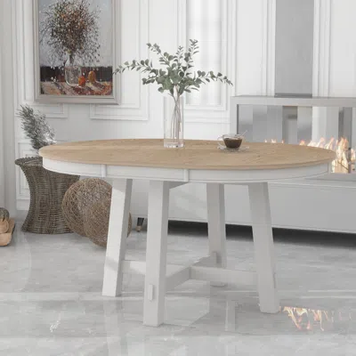 Streamdale Furniture Streamdale Farmhouse Round Extendable Dining Table With 16 Leaf Wood Kitchen