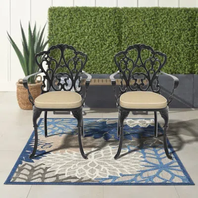 Streamdale Furniture Streamdale Premium Black Aluminum Armchair With Cozy Cushions