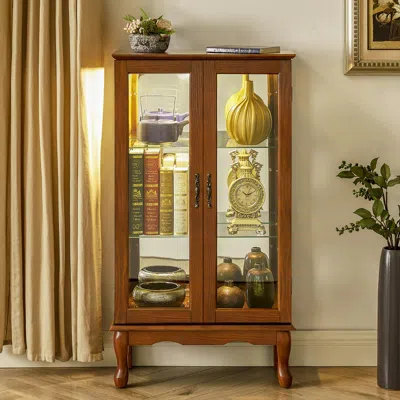 Streamdale Furniture Streamdale Curio Cabinet Lighted Curio Diapaly Cabinet With Adjustable Shelves