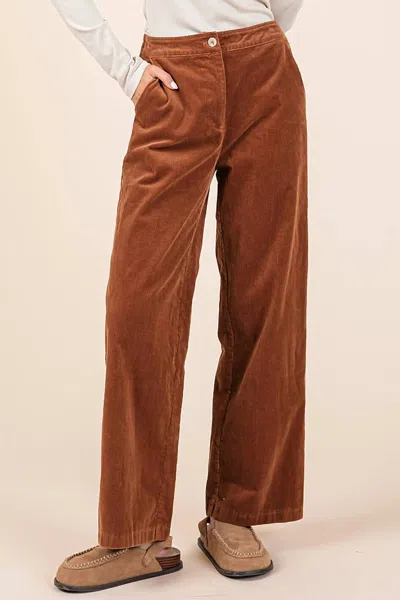 Mittoshop Corduroy Straignt Leg Jeans In Camel In Brown
