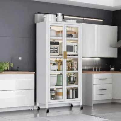 Streamdale Furniture Streamdale Open-door Kitchen Shelving Floor-to-ceiling Multilevel Household Microwave Storage Cabine
