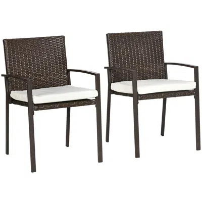 Streamdale Furniture Streamdale 2 Piece Pe Rattan Outdoor Dining Chairs With Cushion