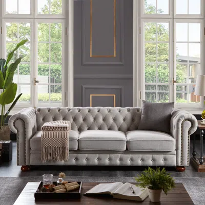 Streamdale Furniture Streamdale Chesterfield Sofa Linen Fabric