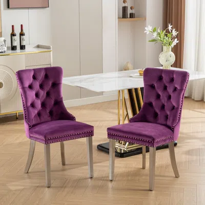 Streamdale Furniture Streamdale Nikki Collection 2-piece Purple Velvet Dining Chairs