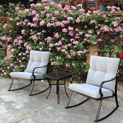 Streamdale Furniture Streamdale Rocker S Chair And Teapoy Offwhite