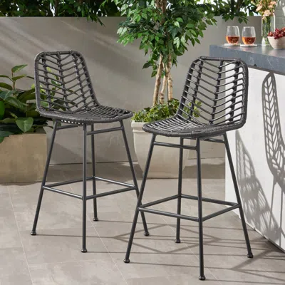 Streamdale Furniture Streamdale Exclusive Wicker Barstools For Chic Outdoor Ambiance (set Of 2)