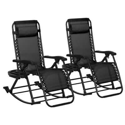 Streamdale Furniture Streamdale Zero-gravity Folding Rocking Chair With Cup Holder Tray And Adjustable Suspension