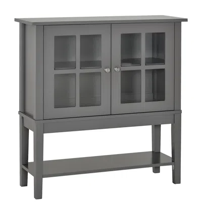 Streamdale Furniture Streamdale Modern Grey Kitchen Cabinet With Glass Doors