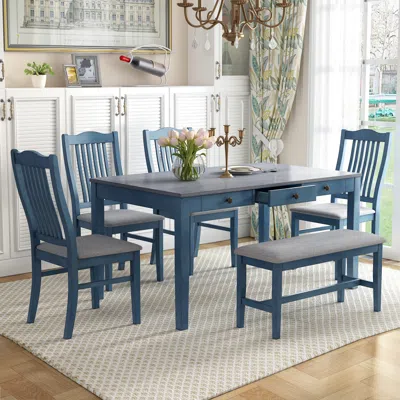 Streamdale Furniture Streamdale 6-piece Kitchen Dining Table Set Wooden Rectangular Dining Table