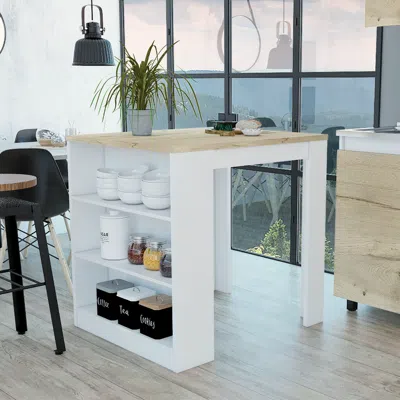 Streamdale Furniture Streamdale Elkins 3-drawer Kitchen Island White And Pine
