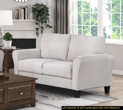 Streamdale Furniture Streamdale Transitional Sand Fabric Loveseat With Attached Cushion