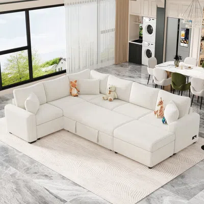 Streamdale Furniture Streamdale 112.2" Sectional Sofa Pull-out Sofa Bed Sleeper With A Storage Ottoman
