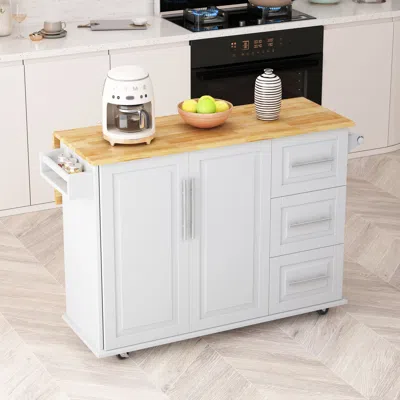Streamdale Furniture Streamdale Kitchen Island Cart With 2 Door Cabinet And Three Drawers