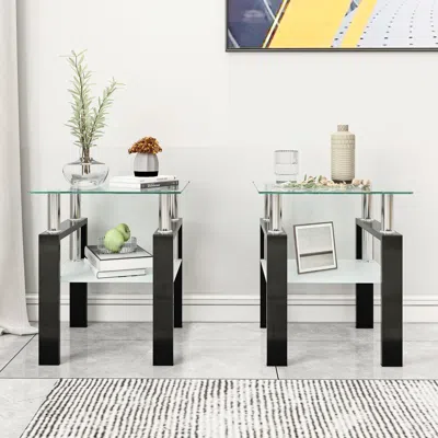 Streamdale Furniture Streamdale Modern Tempered Glass Square Coffee Table Set