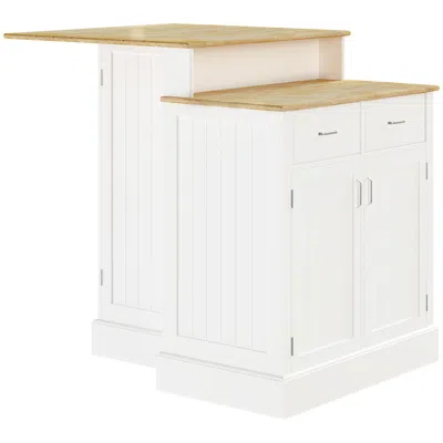 Streamdale Furniture Streamdale White Kitchen Island With Storage And Adjustable Shelves