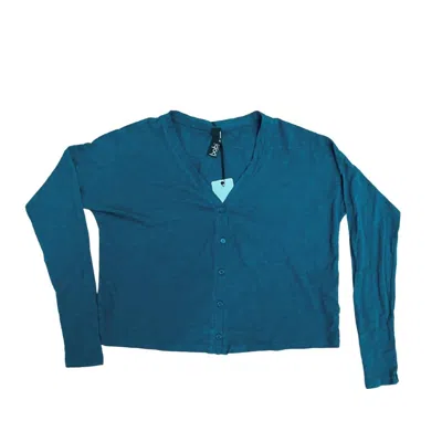 Bobi Women's Button Up Long Sleeve Top In Dark Teal In Blue
