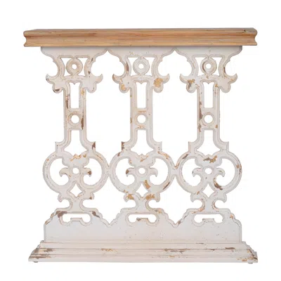 Streamdale Furniture Streamdale 32" X 12" X 32" Classic Vintage White Wash Console Table With Brown