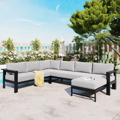 Streamdale Furniture Streamdale Premium Aluminum Outdoor Sofa Set For Ultimate Comfort And Durability