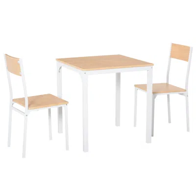Streamdale Furniture Streamdale 3-piece Wooden Square Dining Table Set With 1 Table And 2 Chairs And Sturdy Metal Frame F