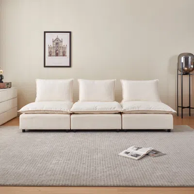Streamdale Furniture Streamdale Mid-century Modern 3-seater Sofa Couch For Living Room - Modular Sectional Armless Sofa