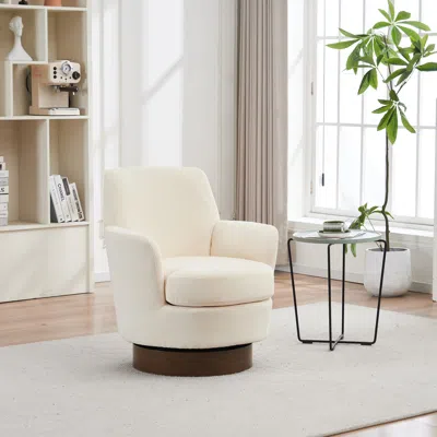 Streamdale Furniture Streamdale 360° Swivel Modern Velvet Fabric Armchair With Spongy Seat