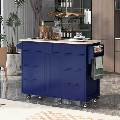 Streamdale Furniture Streamdale Rubber Wood Countertop Kitchen Cart With 8 Drawers